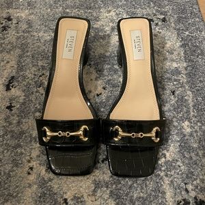 Steven New York horsebit crocodile slides 1.75inch heel